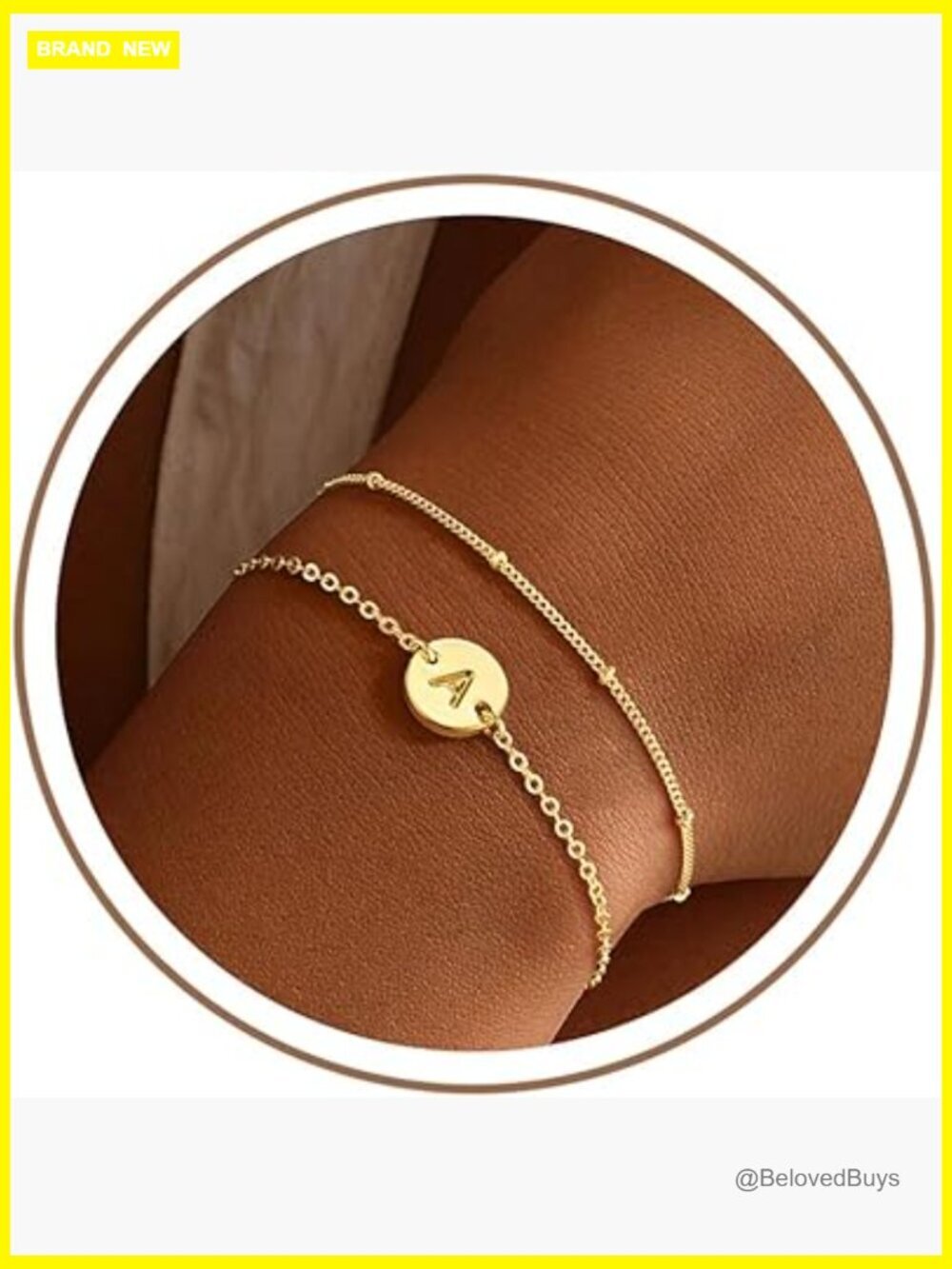 Gold Initial Bracelet for Women Girls Dainty Layered 14K Plated Letter